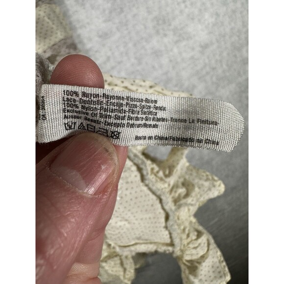 Intimately Free People Slip Mini Dress Women Small Cream Lace Trim Trapeze Boho - Picture 7 of 9